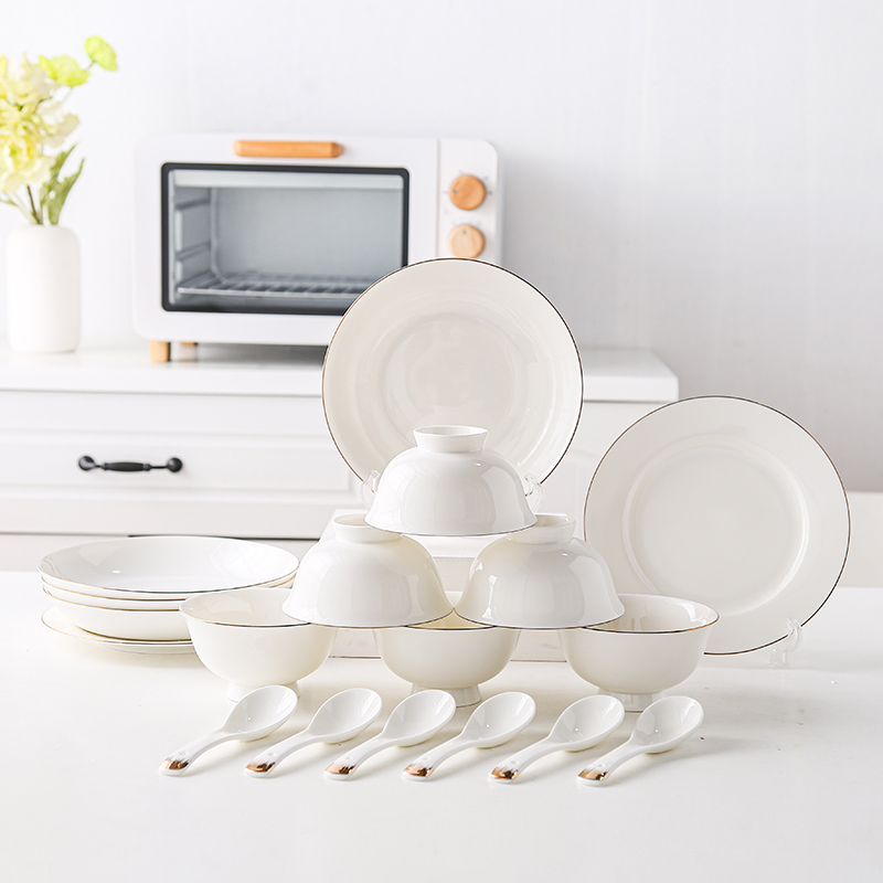 伊兰金边十八件套骨质瓷餐具
