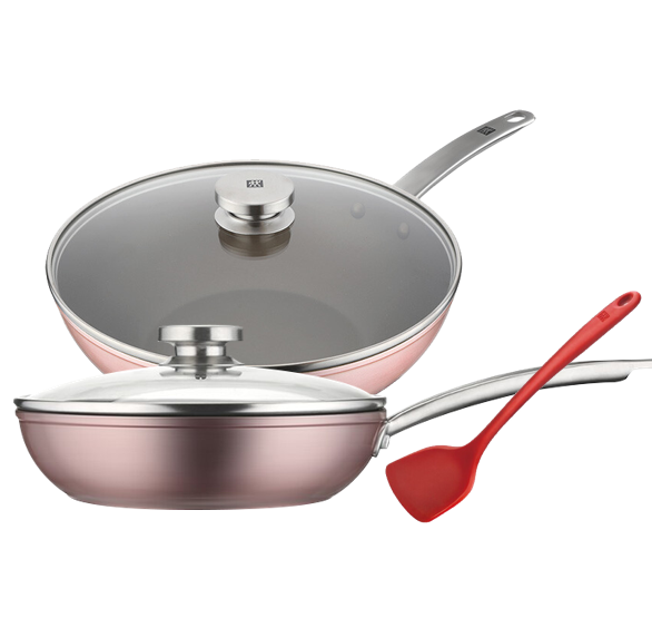 双立人 zw-ey106 zwilling enjoy 中式煎炒锅三件套(粉色)